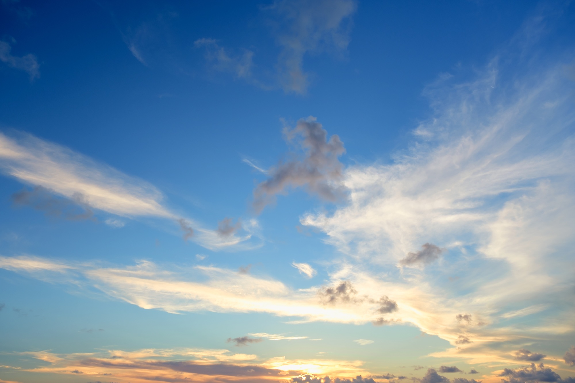 Beautiful colored cloudy evening sky. Abstract sky background.